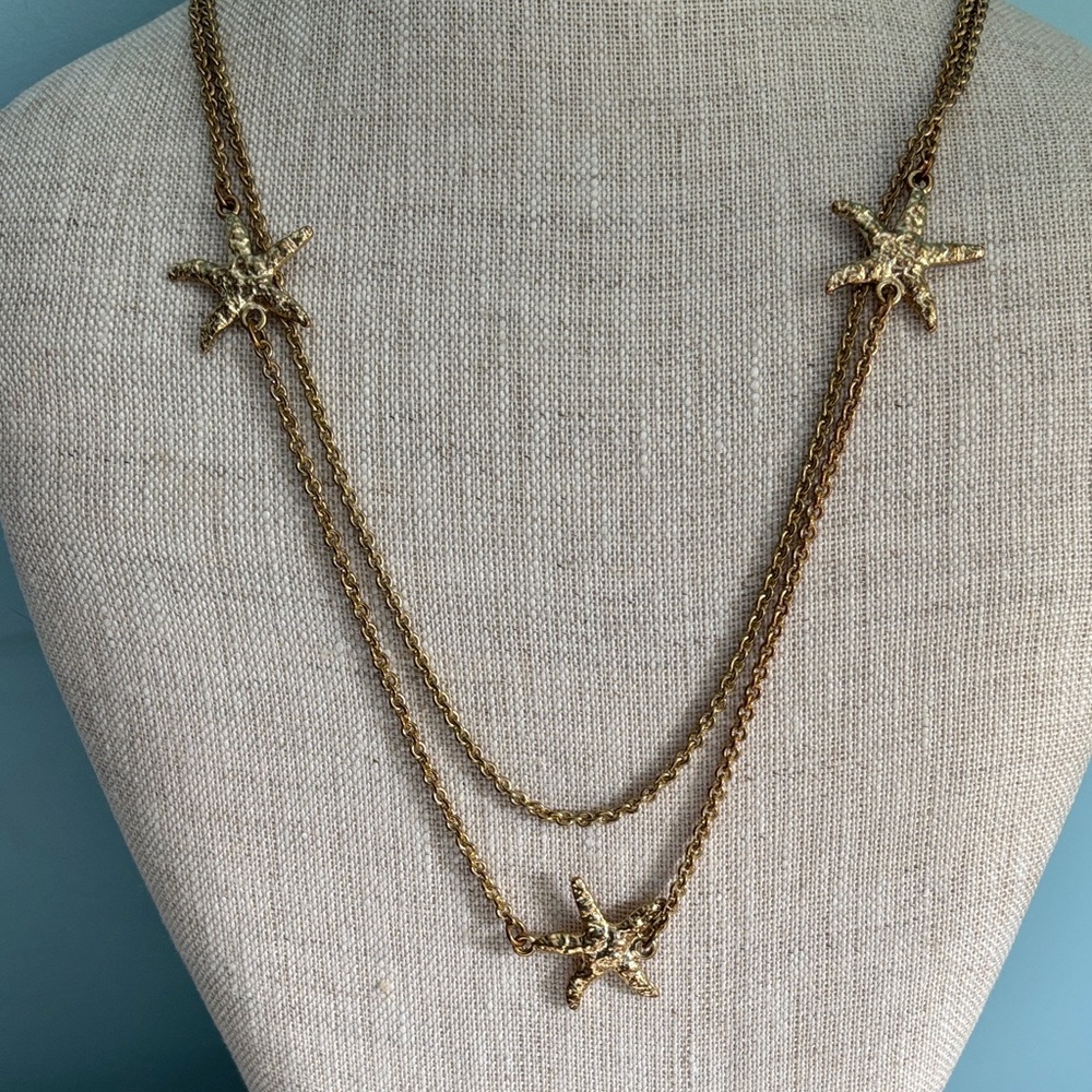 🔵Brand New 2 Layer Gold Tone Starfish Necklace